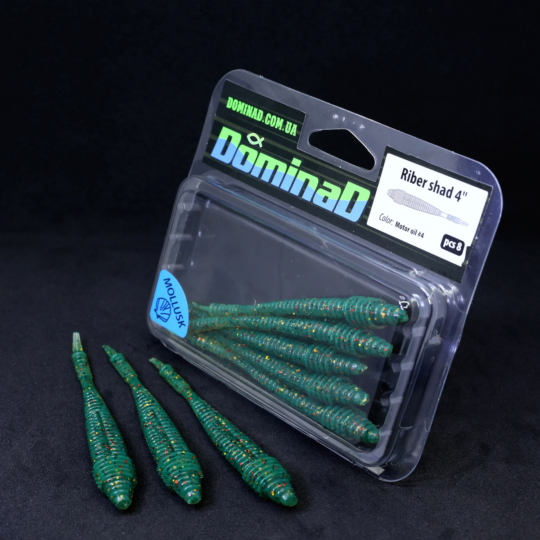 Силіконові приманки личинки (102mm) в кольорі Motor oil №4 Riber shad 4" PR64 фото