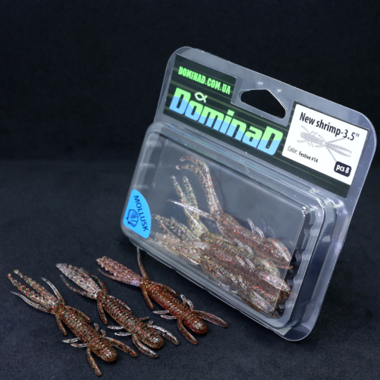 Приманка креветка New shrimp 3.5 inch (89mm) в кольорі Festive №14 PR44 фото