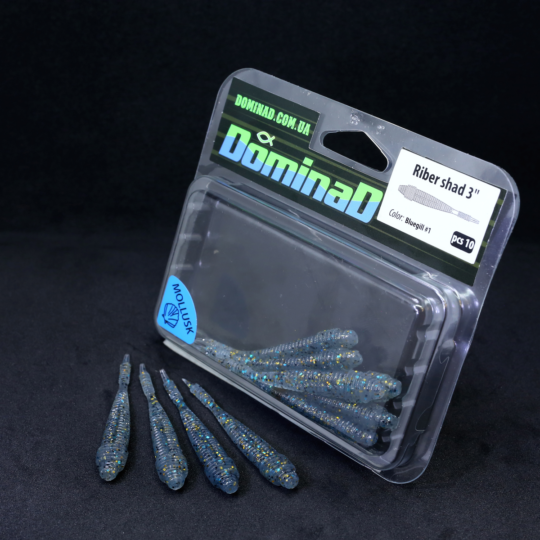 Силіконові приманки личинки (76mm) в кольорі Bluegill №1 Riber shad 3" PR46 фото