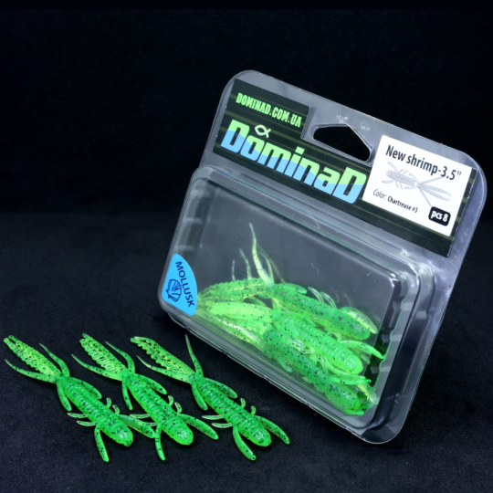 Приманка креветка New shrimp 3.5 inch (89mm) в кольорі Chartreuse №3 PR33 фото