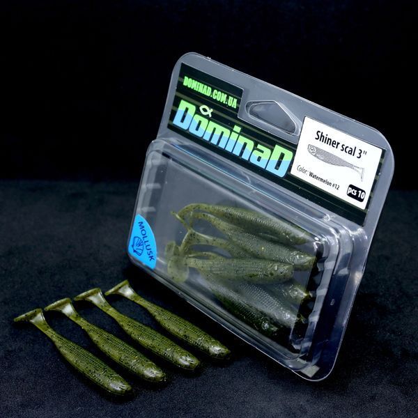 Силіконові приманки шеди (76mm) в кольорі Watermelon №12 Shiner scal 3" PR132 фото